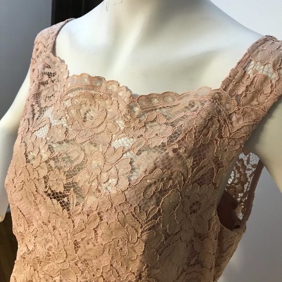 NWT Le Chateau PLUS SIZE Blush Peach Salmon Pink Sheer Floral Mesh Bodycon dress - Picture 2 of 5